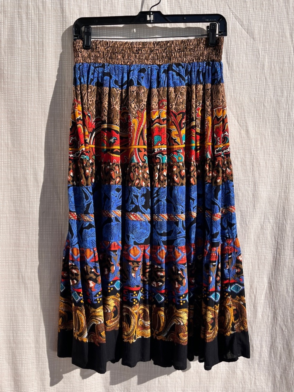 Vintage 90s Carole Little Boho Whimsigoth Tiered Skirt Patchwork Baroque Funky - Picture 3 of 15